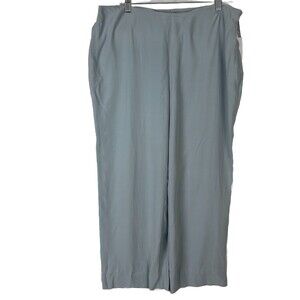 Eileen Fisher Womens Light Blue Straight Leg High Waist Side Zipper Pants PL